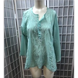 Infashions, Woman’s,Shirt,teal,embroidered,SizeS.: